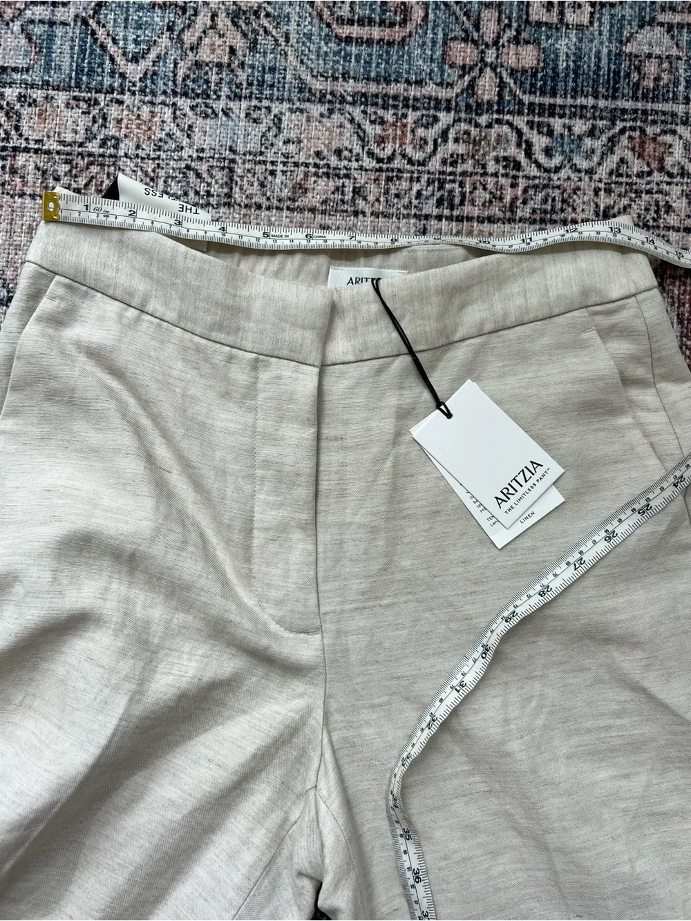 Aritzia The Limitless Pant Linen NWT Natural Ecru Wide Leg Size 6